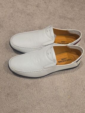 Ludong Lang White Leather Slip-On Loafers for Men